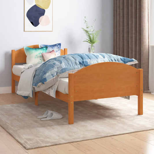 vidaXL Bed Frame without Mattress Honey Brown Solid Pine Wood 100x200cm