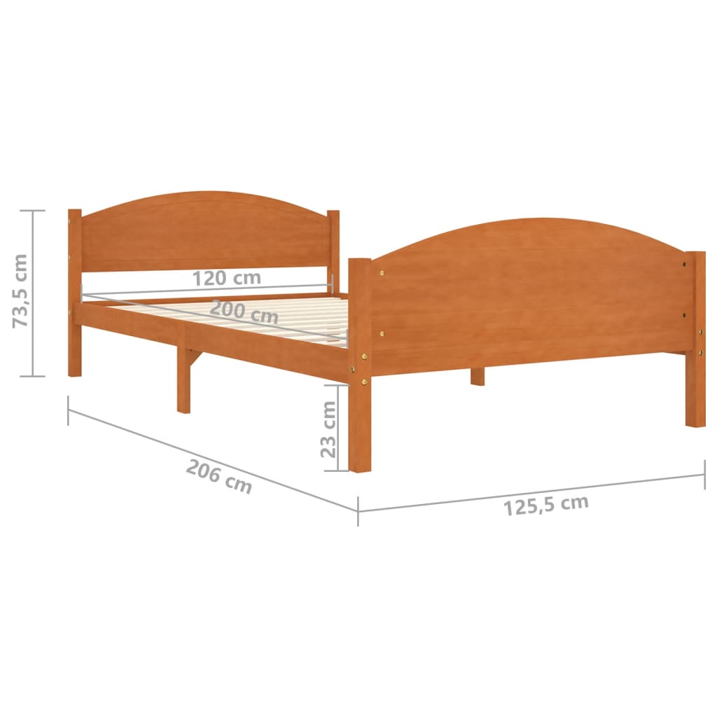 vidaXL Bed Frame without Mattress Honey Brown Solid Pine Wood 120x200cm