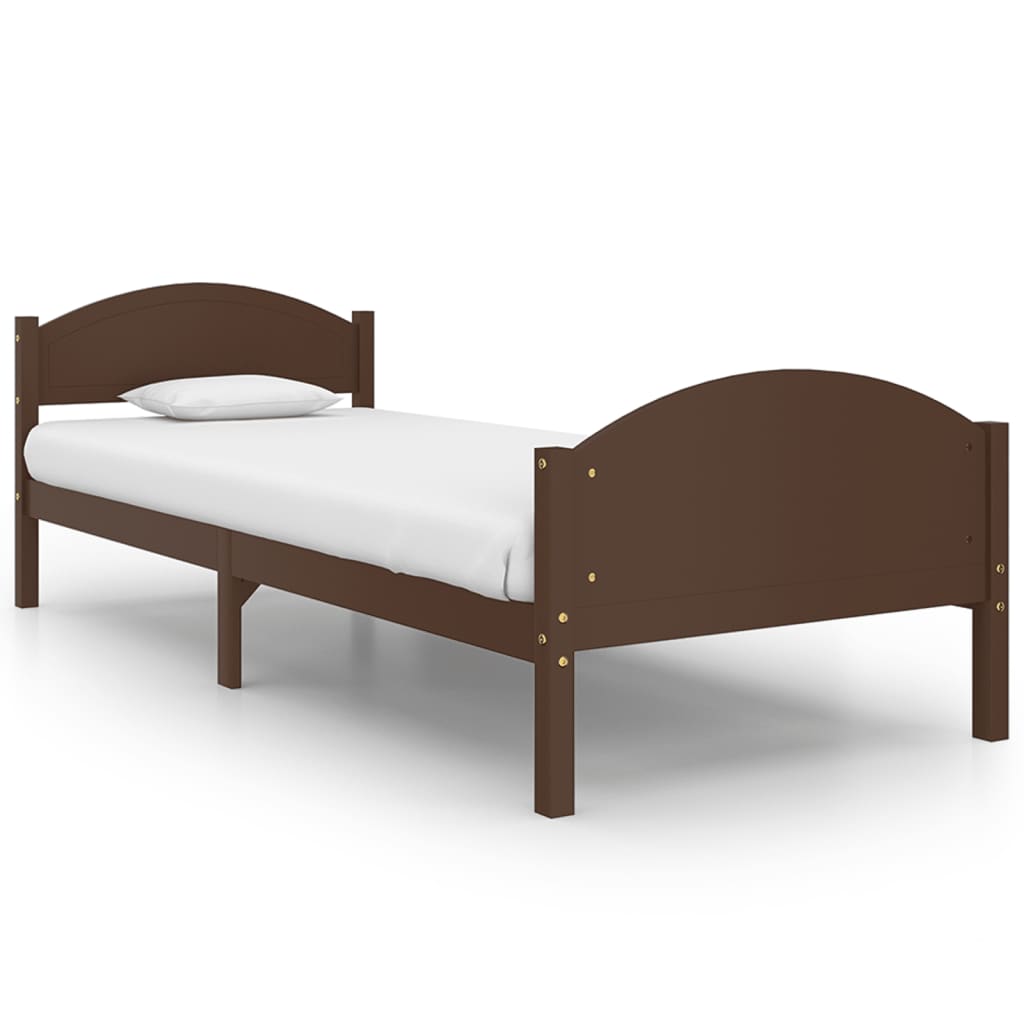 vidaXL Bed Frame without Mattress Dark Brown Solid Pine Wood 90x200cm