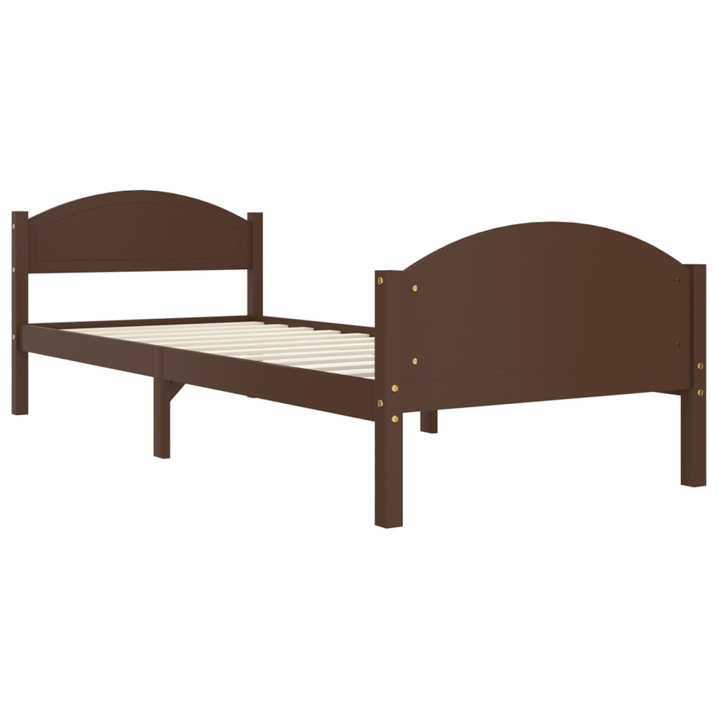 vidaXL Bed Frame without Mattress Dark Brown Solid Pine Wood 90x200cm