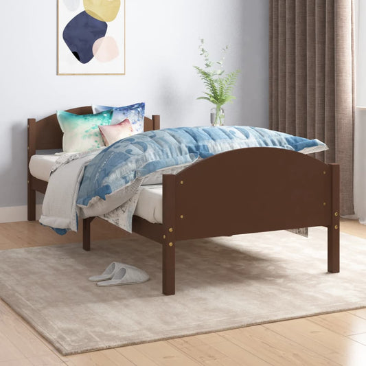 vidaXL Bed Frame without Mattress Dark Brown Solid Pine Wood 90x200cm