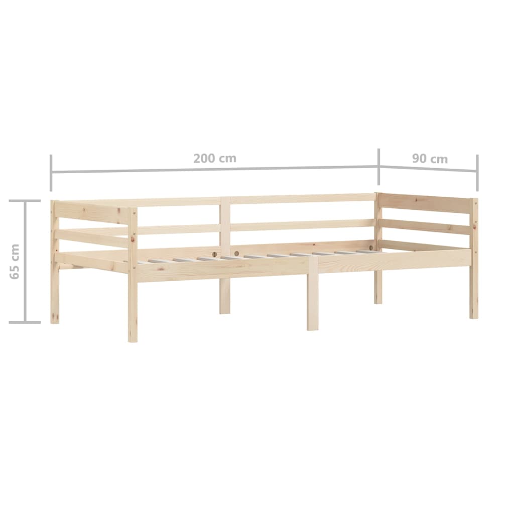 vidaXL Bed Frame without Mattress Solid Pinewood 90x200 cm