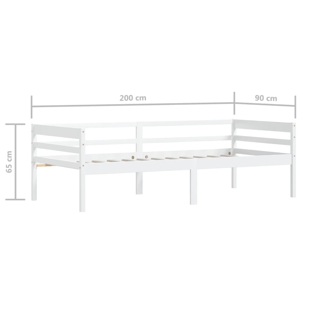 Bed Frame | White | Solid pinewood | Single | Durable | Bed Frame