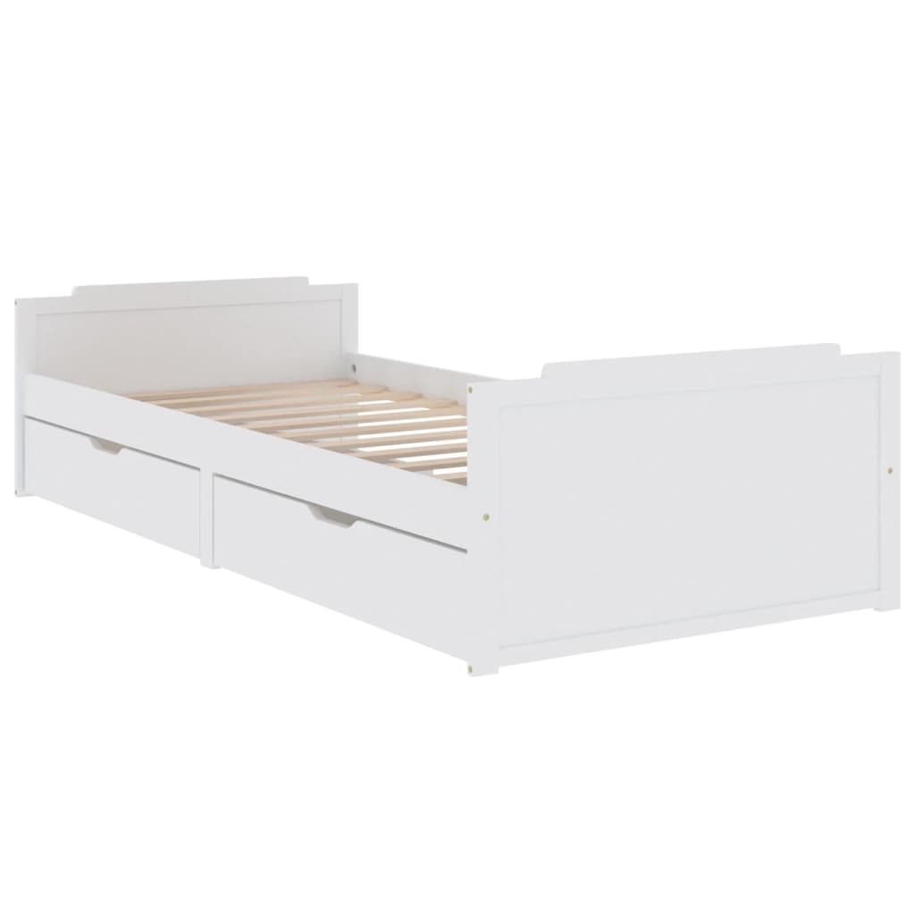 Bed Frame | White | Solid pine wood | Single | Minimalist