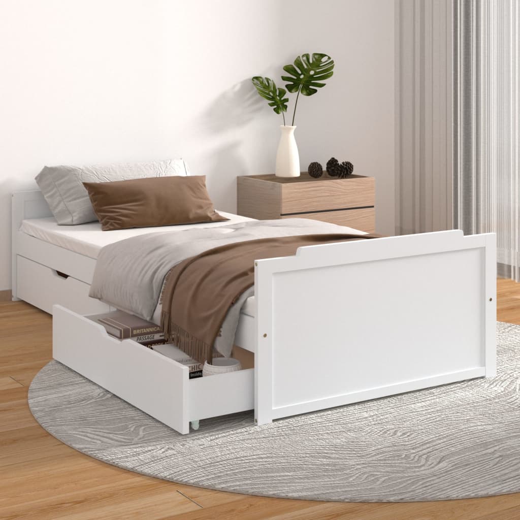 Bed Frame | White | Solid pine wood | Single | Minimalist