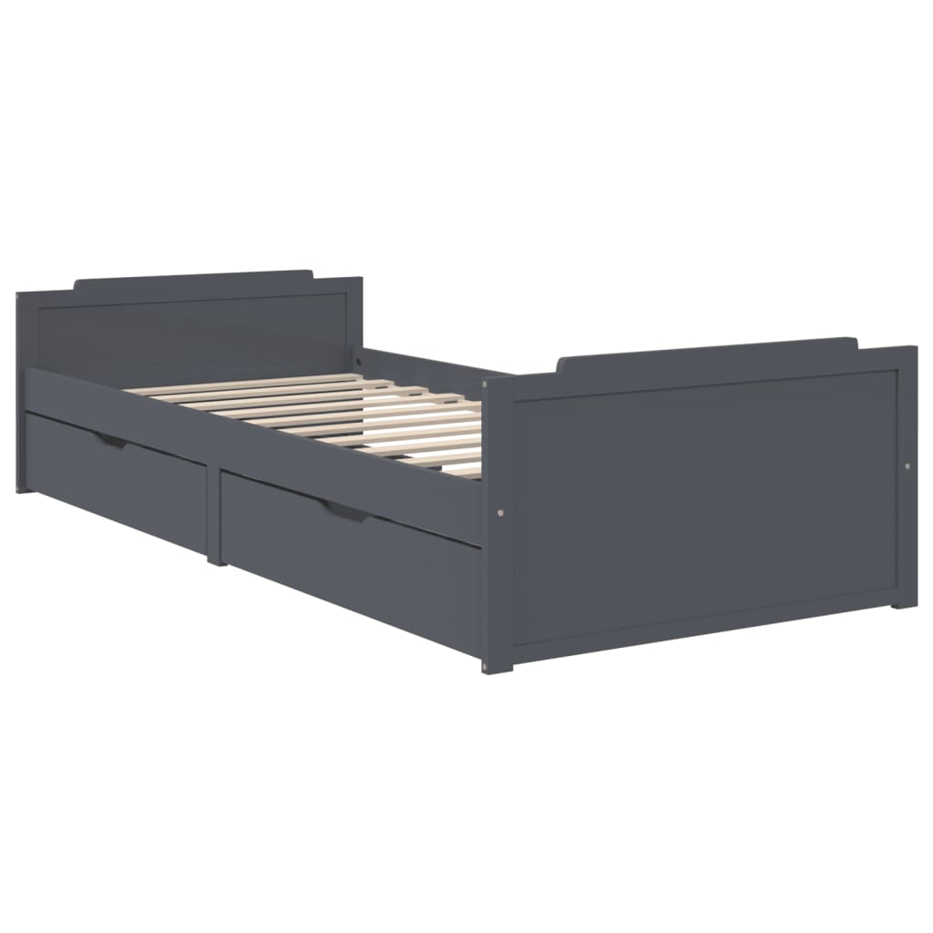 vidaXL Bed Frame without Mattress Dark Grey Solid Wood Pine 90x200 cm