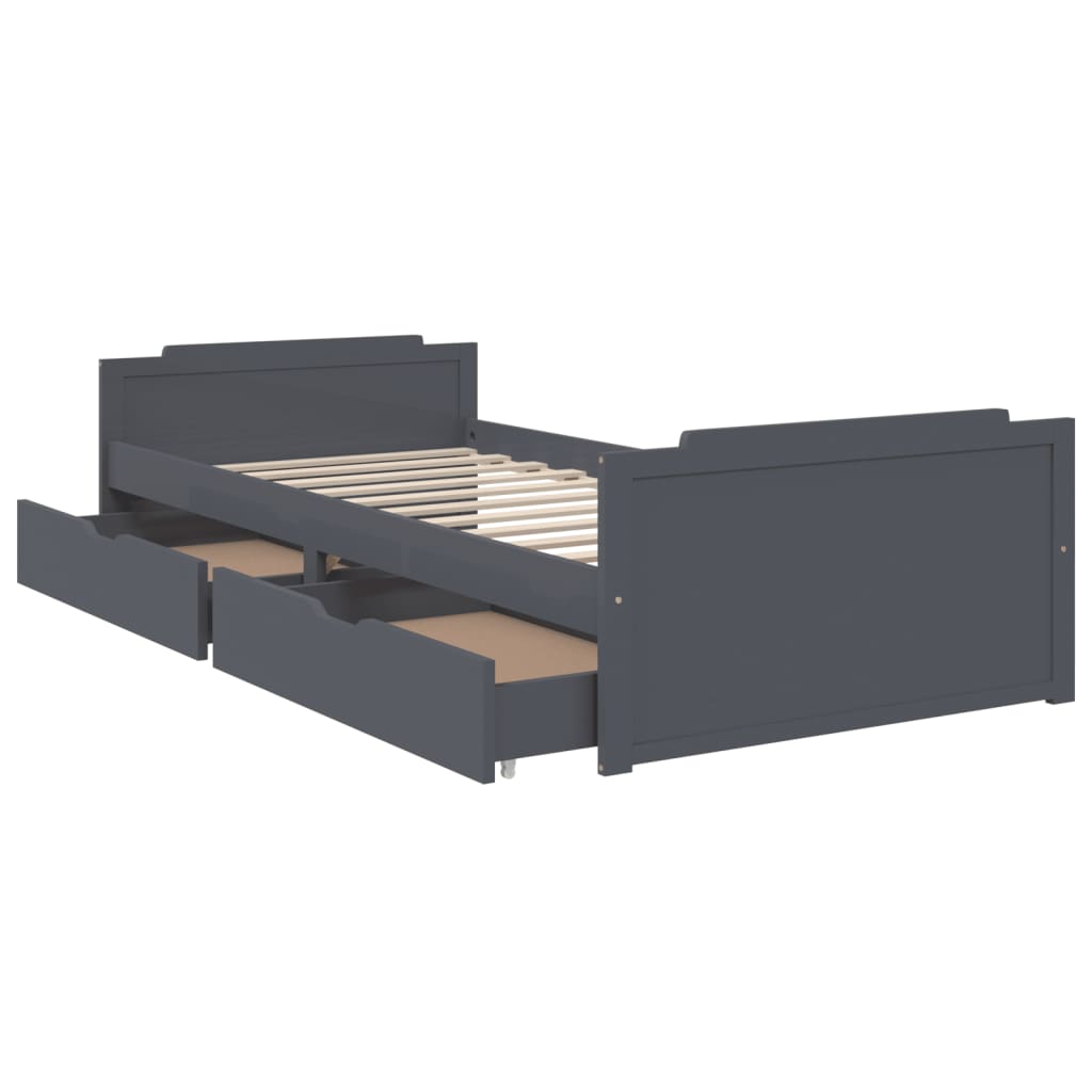 vidaXL Bed Frame without Mattress Dark Grey Solid Wood Pine 90x200 cm