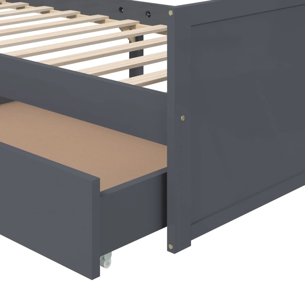 vidaXL Bed Frame without Mattress Dark Grey Solid Wood Pine 90x200 cm