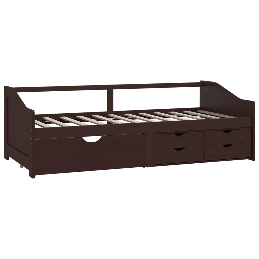3-Seater Day Bed without Mattress Dark Brown Solid Pinewood 90x200cm