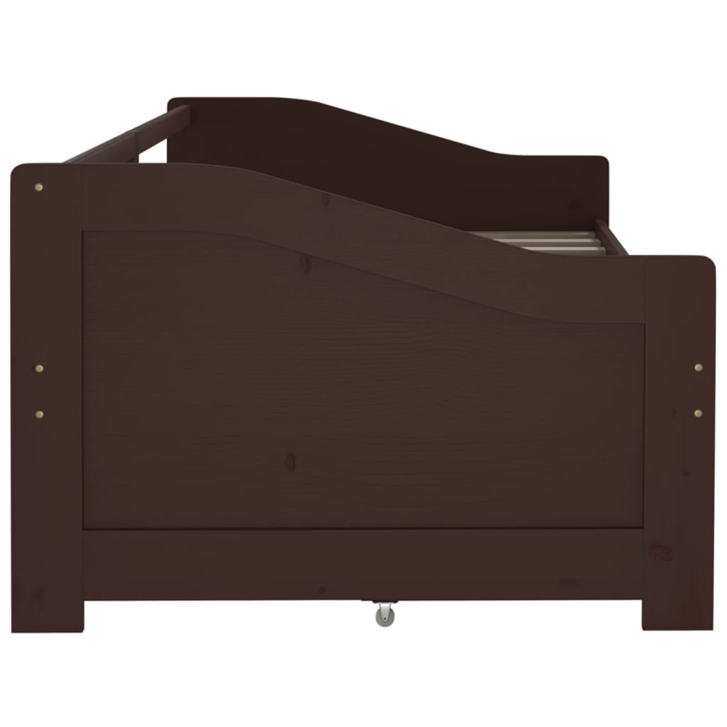 3-Seater Day Bed without Mattress Dark Brown Solid Pinewood 90x200cm