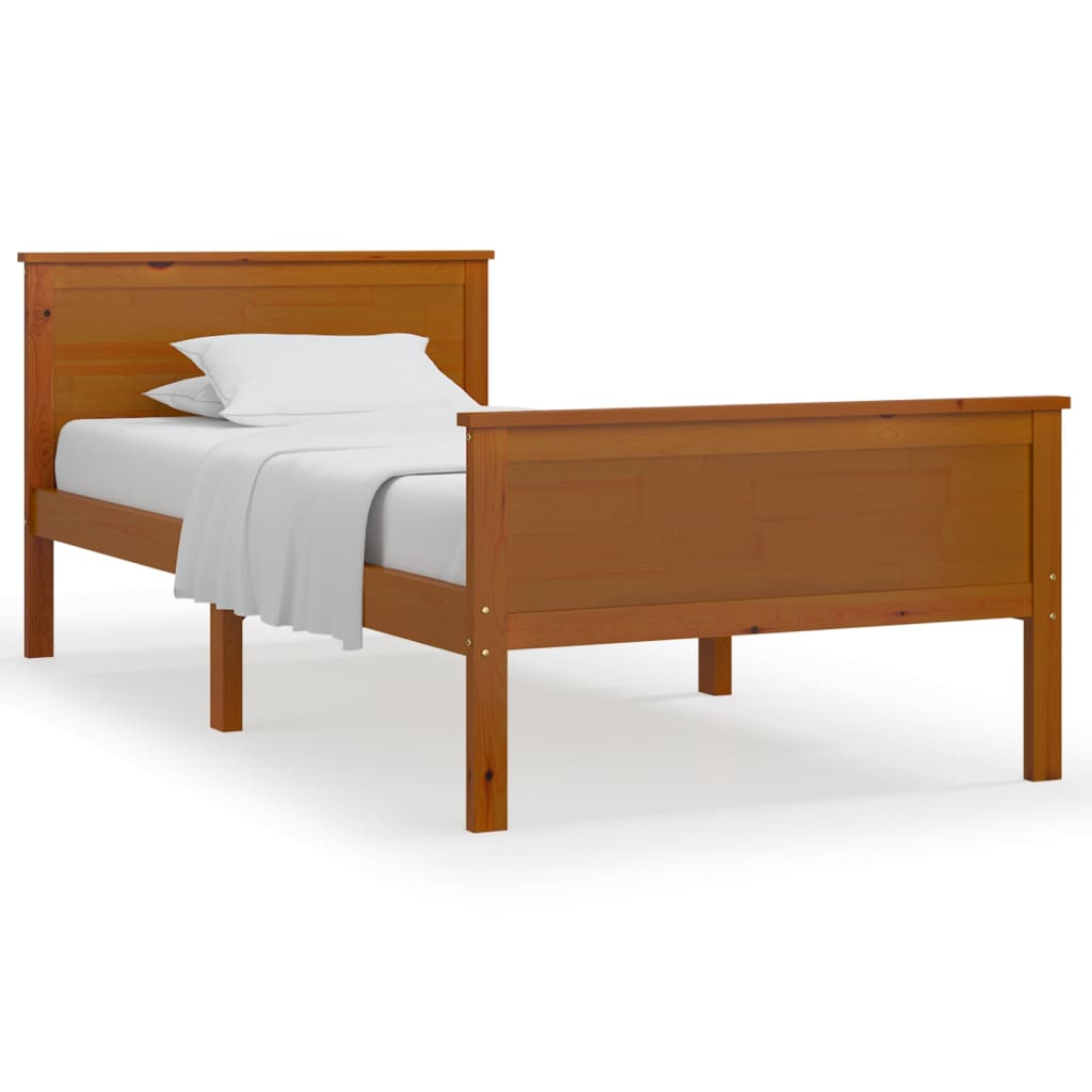 vidaXL Bed Frame without Mattress Honey Brown Solid Wood Pine 90x200 cm