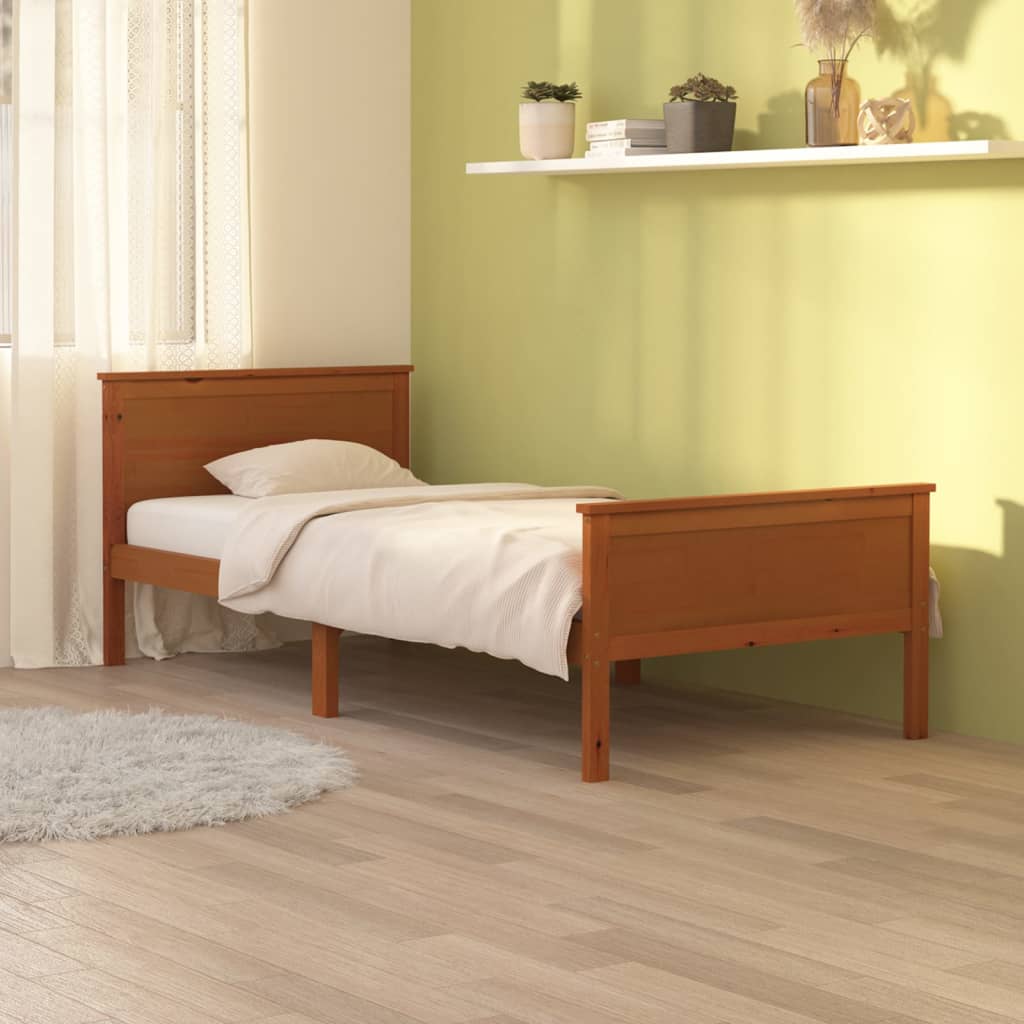 vidaXL Bed Frame without Mattress Honey Brown Solid Wood Pine 90x200 cm