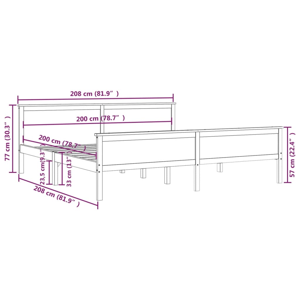 Bed Frame | Honey Brown | Solid Pine Wood, Plywood | Double |  Durable