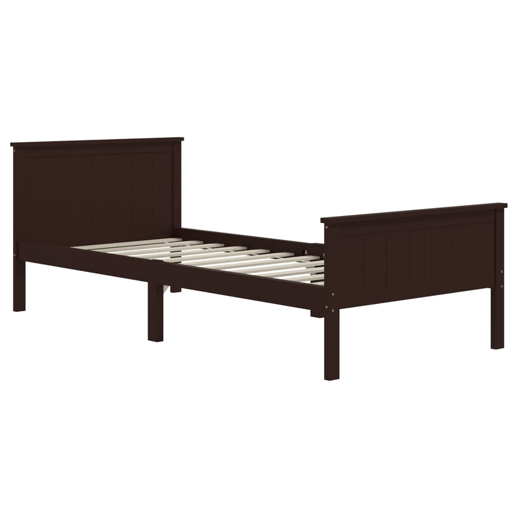 Bed Frame without Mattress Dark Brown Solid Wood Pine 90x200 cm