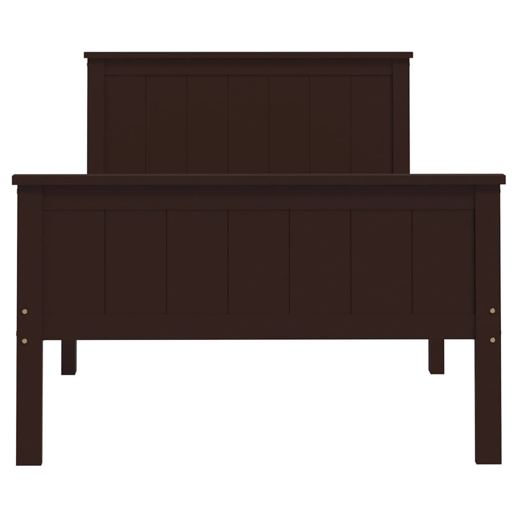 Bed Frame without Mattress Dark Brown Solid Wood Pine 90x200 cm