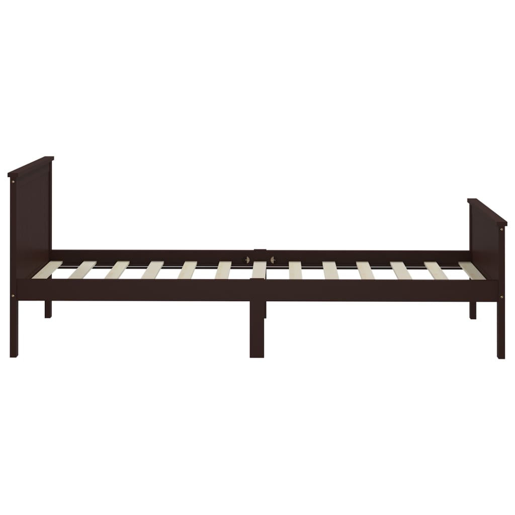 Bed Frame without Mattress Dark Brown Solid Wood Pine 100x200 cm