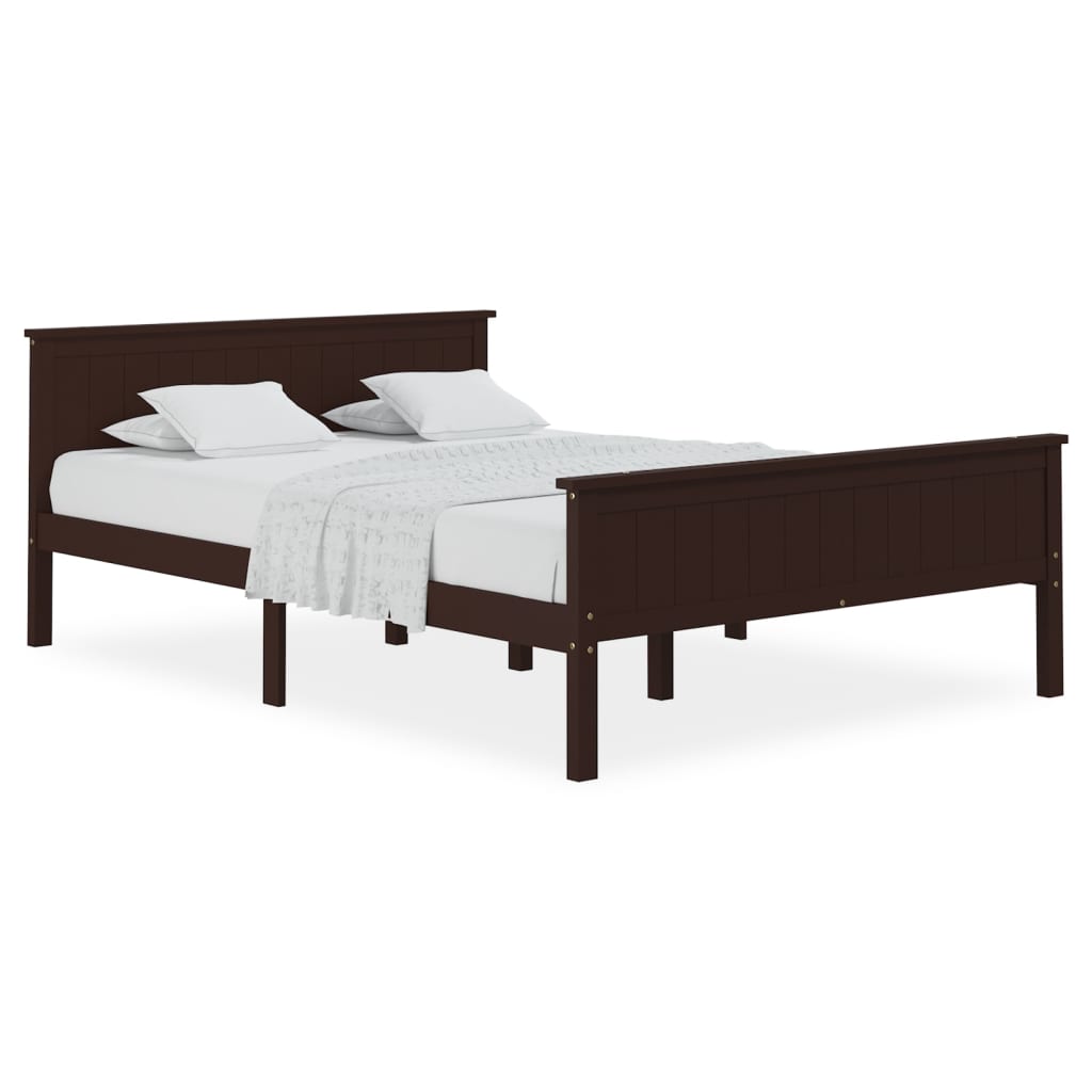 vidaXL Bed Frame without Mattress Dark Brown Solid Wood Pine 160x200 cm