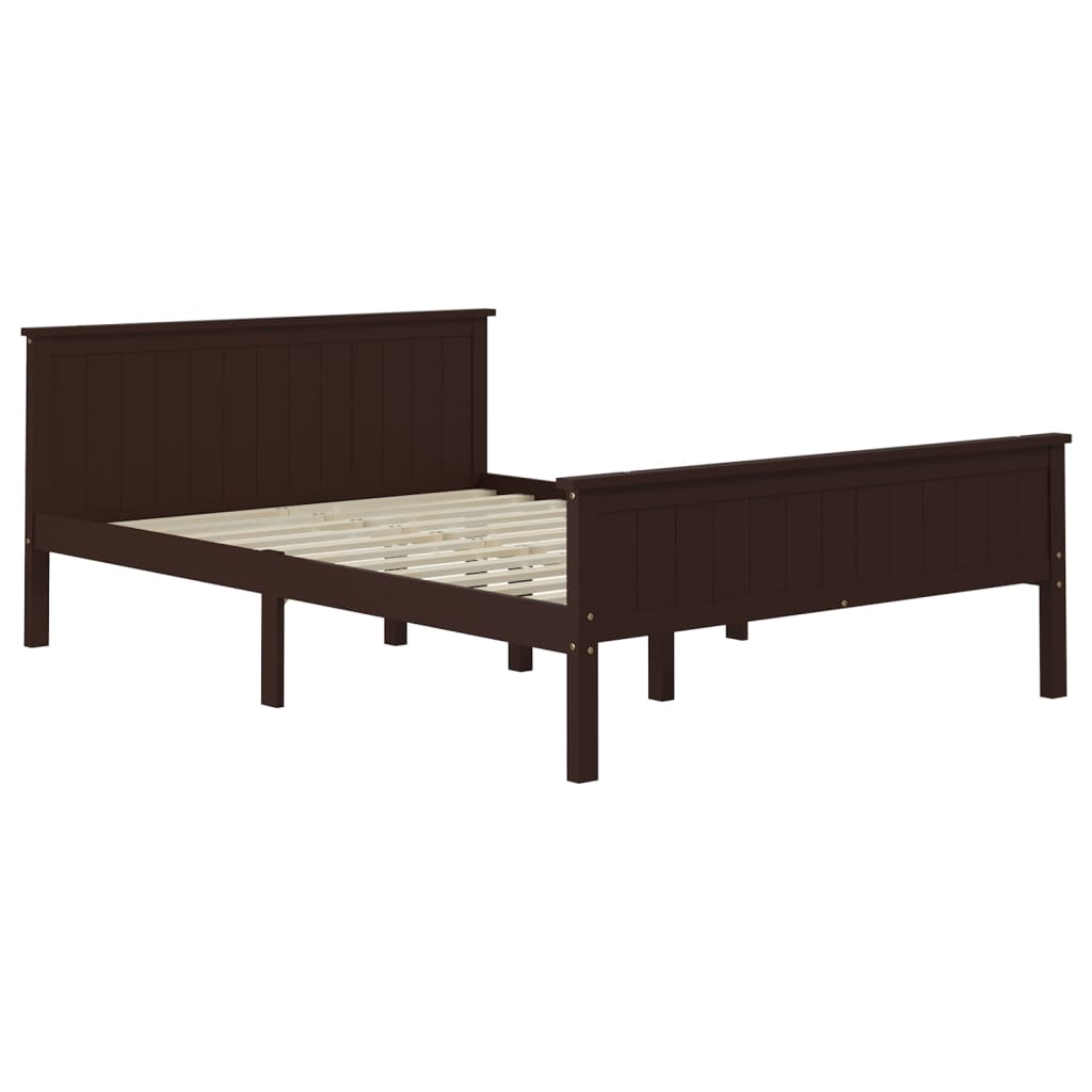 vidaXL Bed Frame without Mattress Dark Brown Solid Wood Pine 160x200 cm