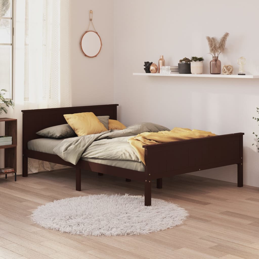 vidaXL Bed Frame without Mattress Dark Brown Solid Wood Pine 160x200 cm