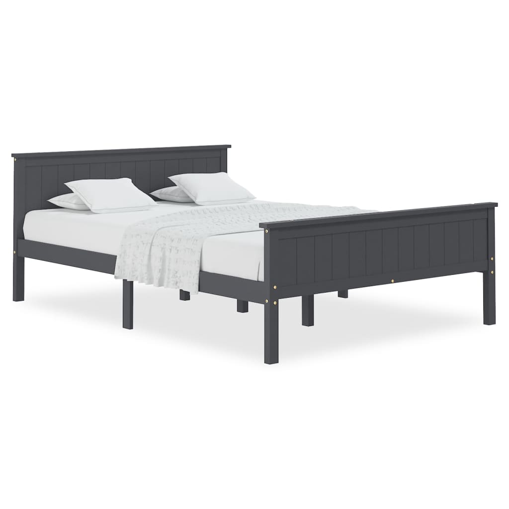 Bed Frame | Grey | Solid pine wood, Plywood | 160x200 cm | Minimalist