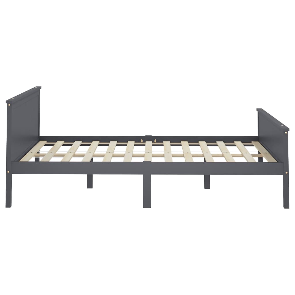 Bed Frame | Grey | Solid pine wood, Plywood | 160x200 cm | Minimalist