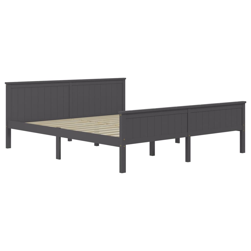 Bed Frame without Mattress Grey Solid Wood Pine 200x200 cm