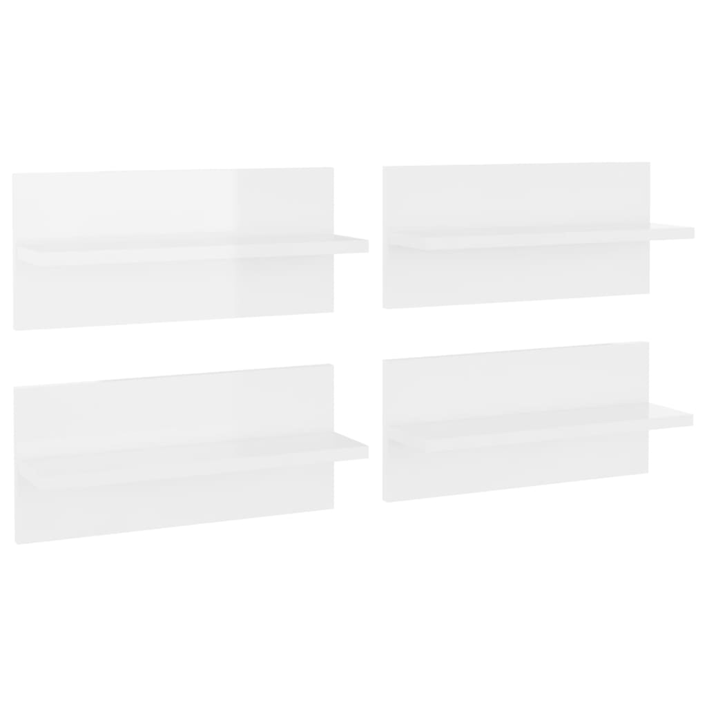 vidaXL Wall Shelves 4 pcs High Gloss White 40x11.5x18 cm