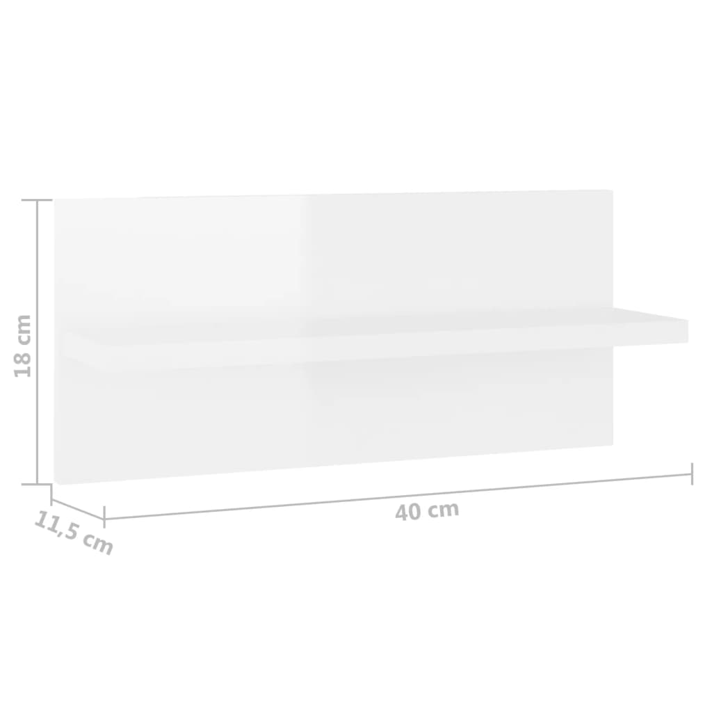 vidaXL Wall Shelves 4 pcs High Gloss White 40x11.5x18 cm