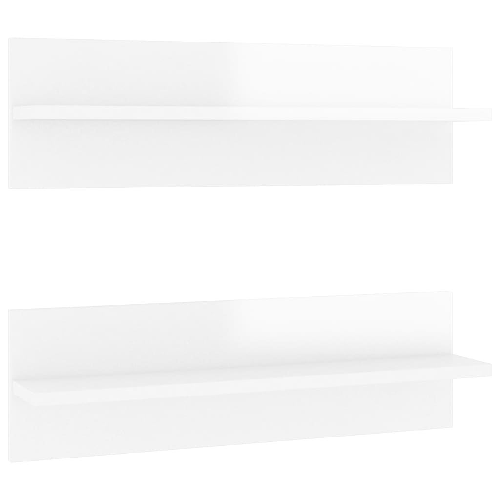 vidaXL Wall Shelf 2 pcs High Gloss White 60x11.5x18cm Engineered Wood