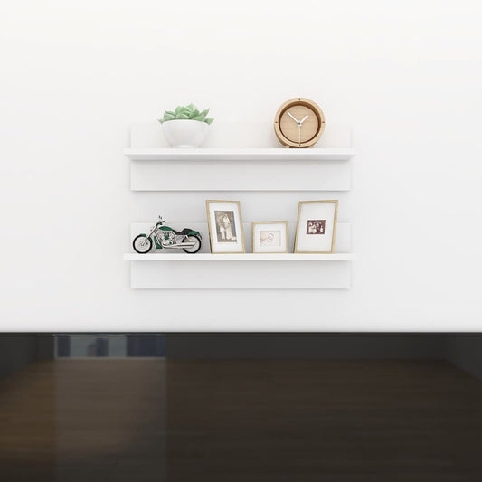 vidaXL Wall Shelf 2 pcs High Gloss White 60x11.5x18cm Engineered Wood