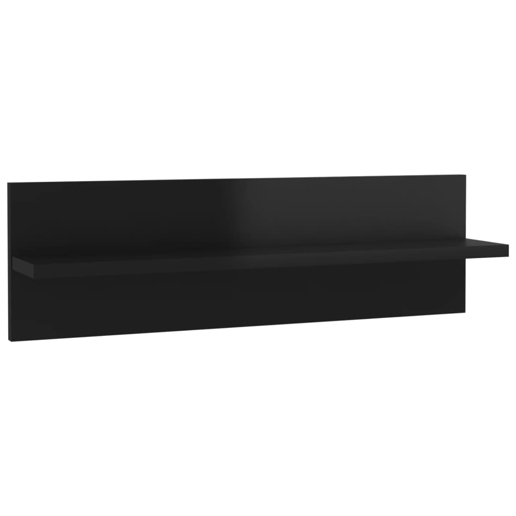 vidaXL Wall Shelf 2 pcs High Gloss Black 60x11.5x18cm Engineered Wood