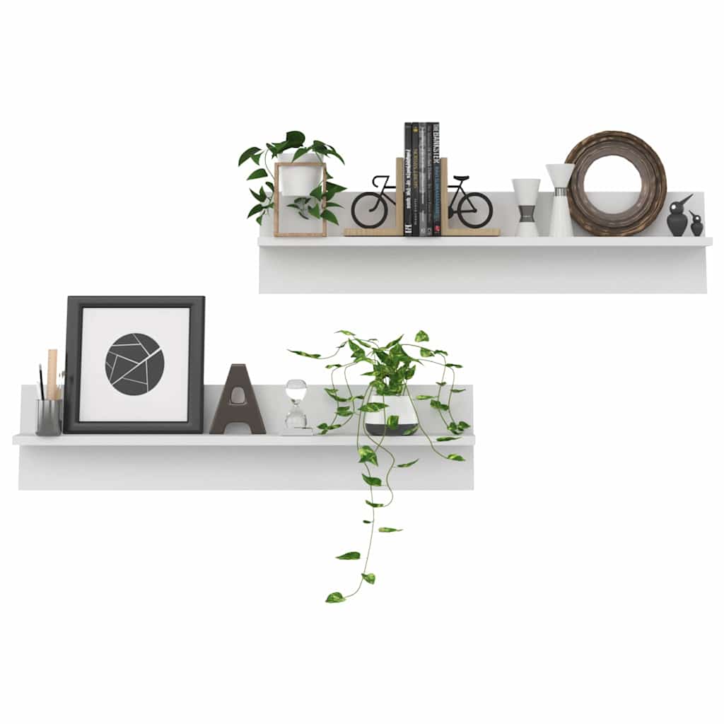 807333 vidaXL Wall Shelves 2 pcs White 80x11,5x18 cm Engineered Wood