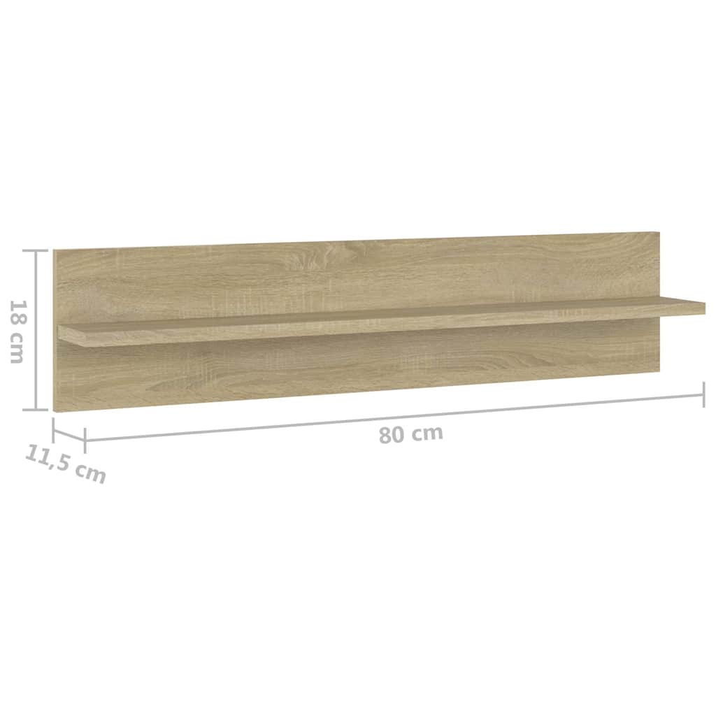 Wall Shelf 4 pcs Sonoma Oak 80x11.5x18 cm Engineered Wood