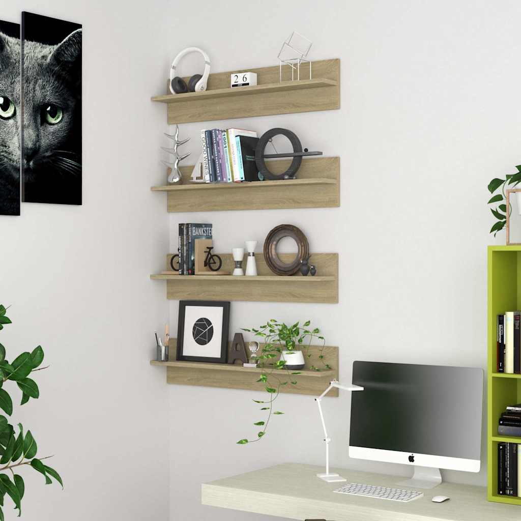 Wall Shelf 4 pcs Sonoma Oak 80x11.5x18 cm Engineered Wood
