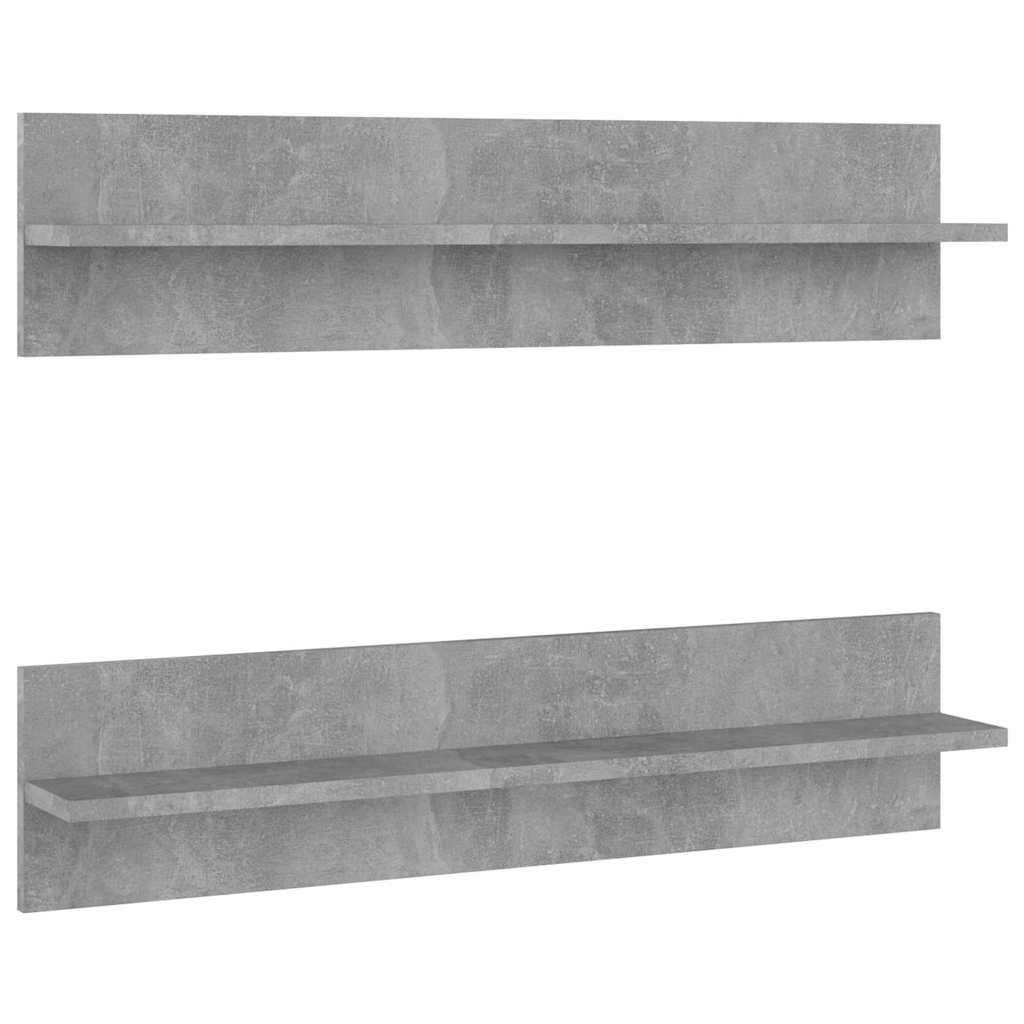 807341 vidaXL Wall Shelves 2 pcs Concrete Grey 80x11,5x18 cm Engineered Wood