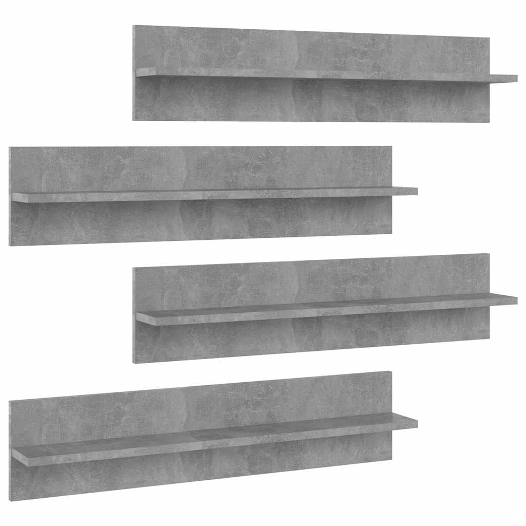 Wall Shelf 4 pcs Concrete Grey 80x11.5x18 cm Engineered Wood