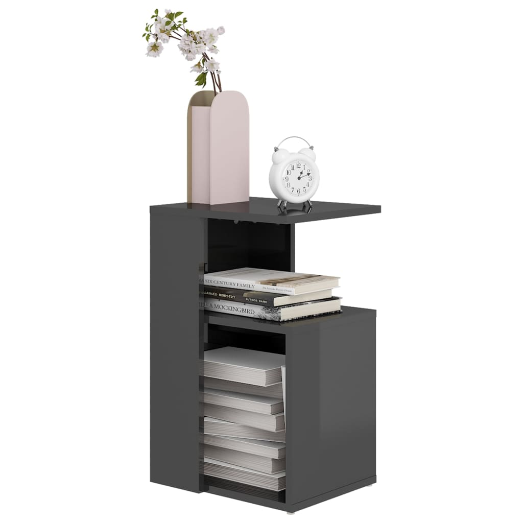 vidaXL Side Table High Gloss Grey 36x30x56 cm Engineered Wood