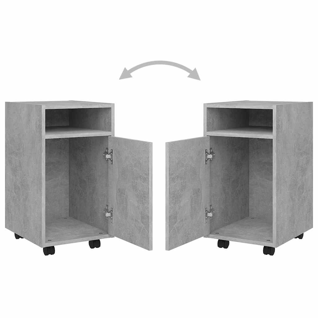 Side Cabinet with Wheels Concrete Grey 33x38x60 cm