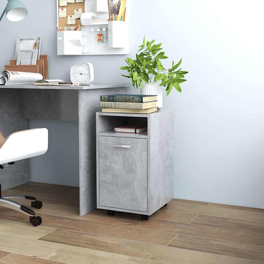 Side Cabinet with Wheels Concrete Grey 33x38x60 cm