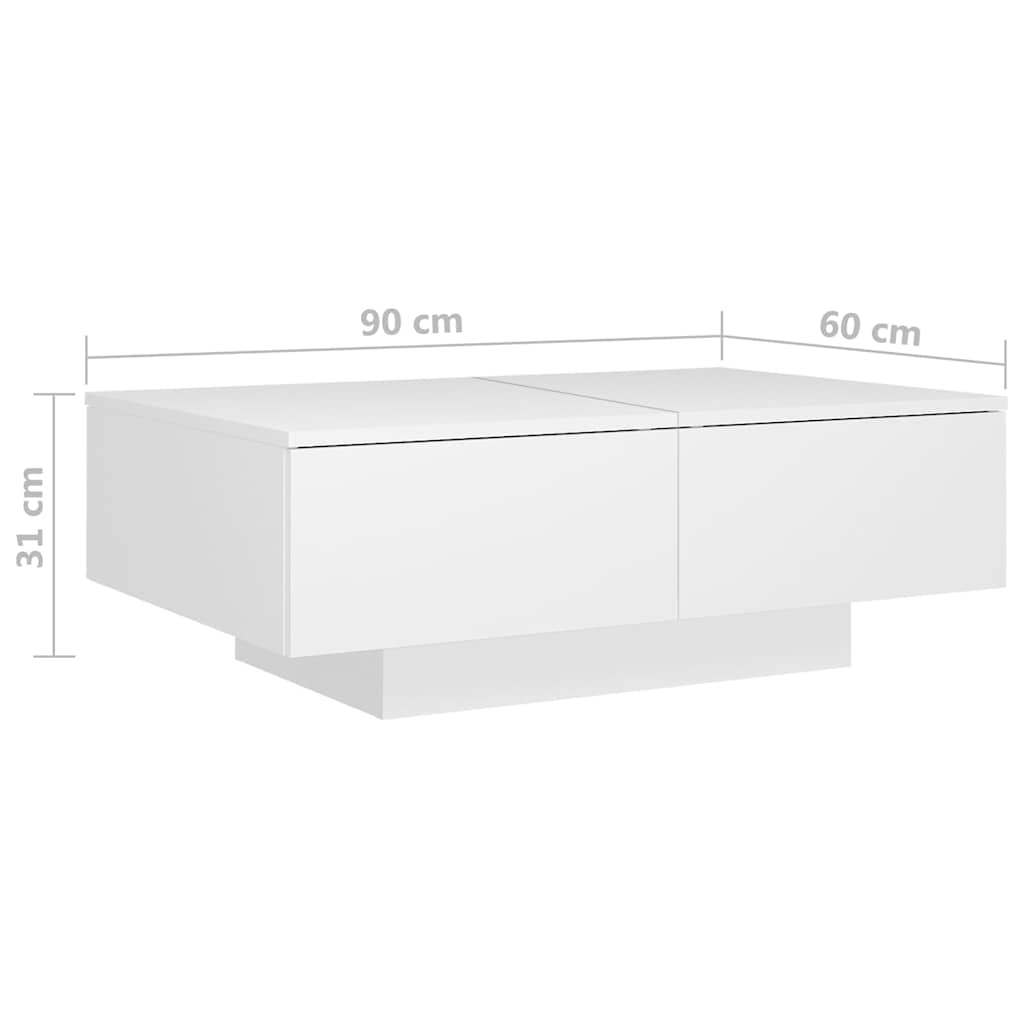 804175 vidaXL Coffee Table White 90x60x31 cm Engineered Wood