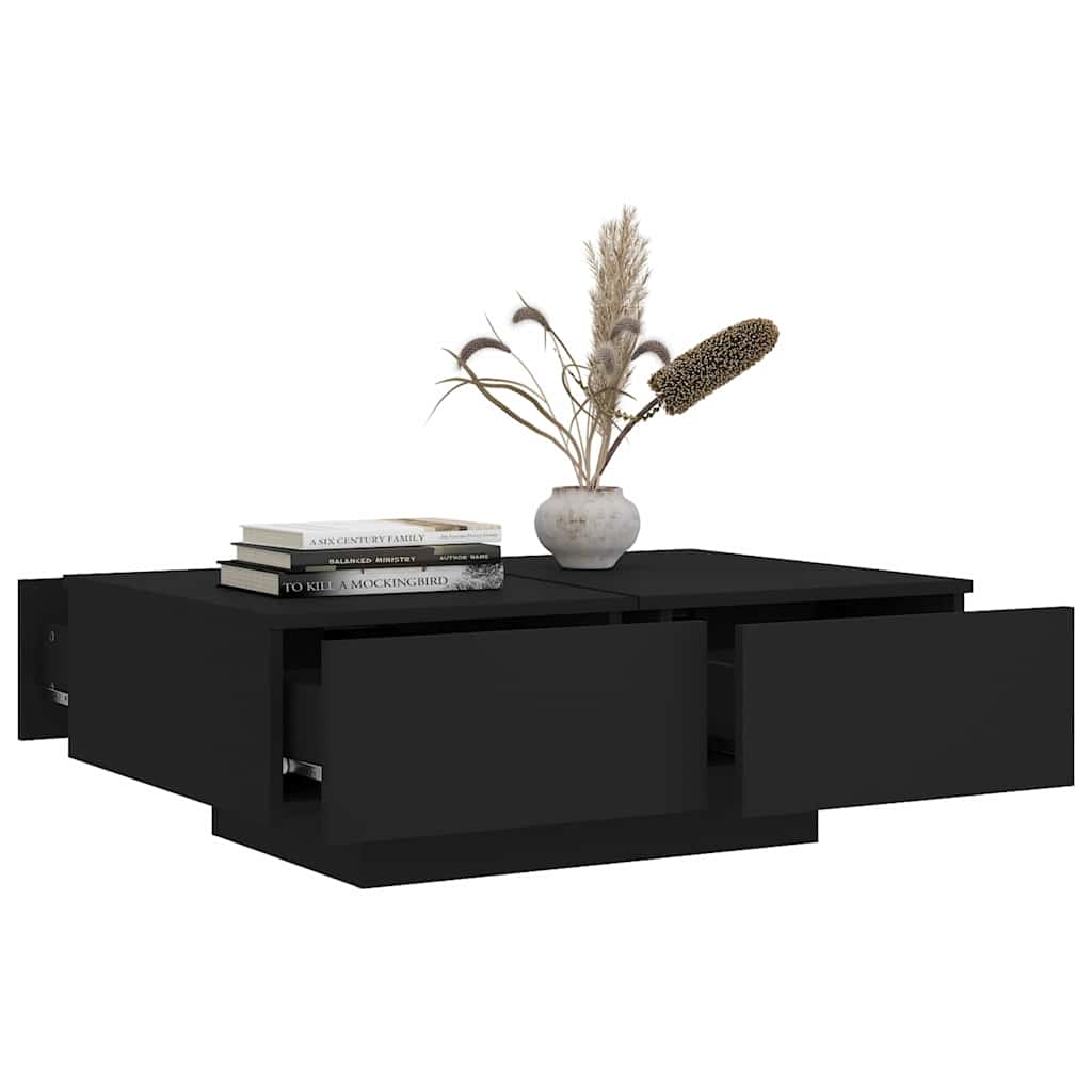 804176 vidaXL Coffee Table Black 90x60x31 cm Engineered Wood
