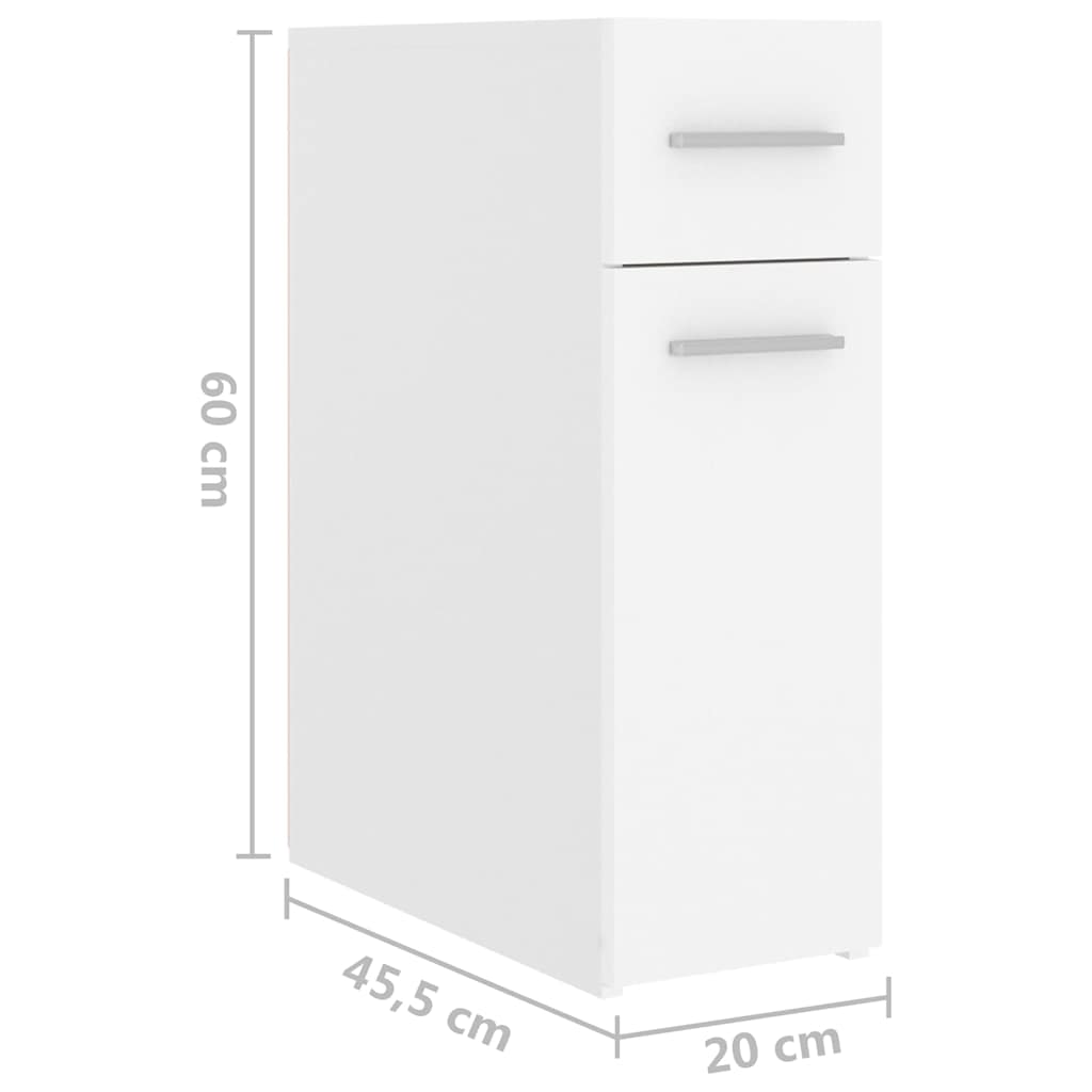 804211 vidaXL Apothecary Cabinet White 20x45,5x60 cm Engineered Wood