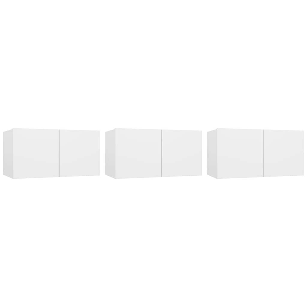 804510 vidaXL 3 Piece Hanging TV Cabinet Set White 60x30x30 cm