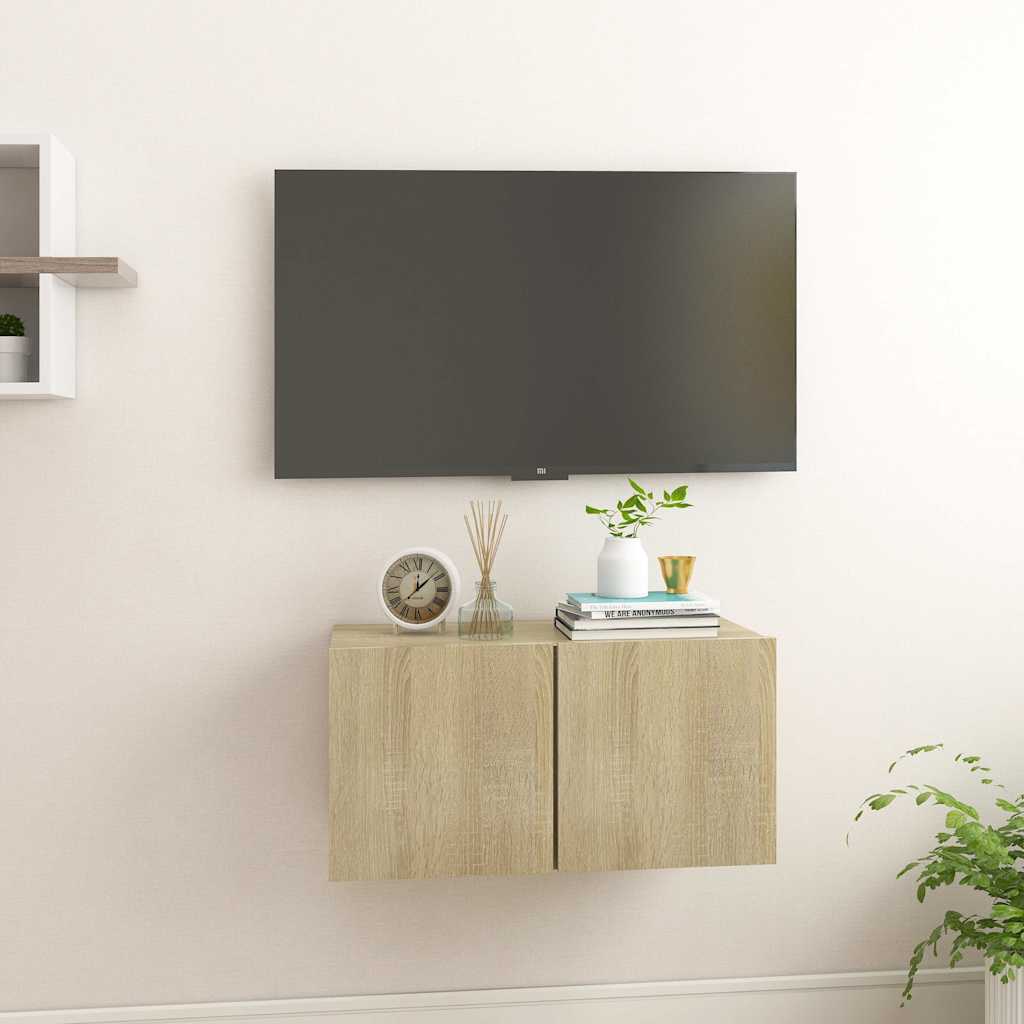 804517 vidaXL Hanging TV Cabinet Sonoma Oak 60x30x30 cm