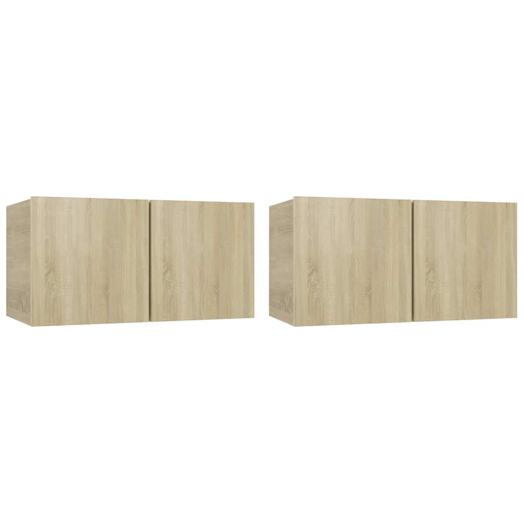 804518 vidaXL 2 Piece Hanging TV Cabinet Set Sonoma Oak 60x30x30 cm
