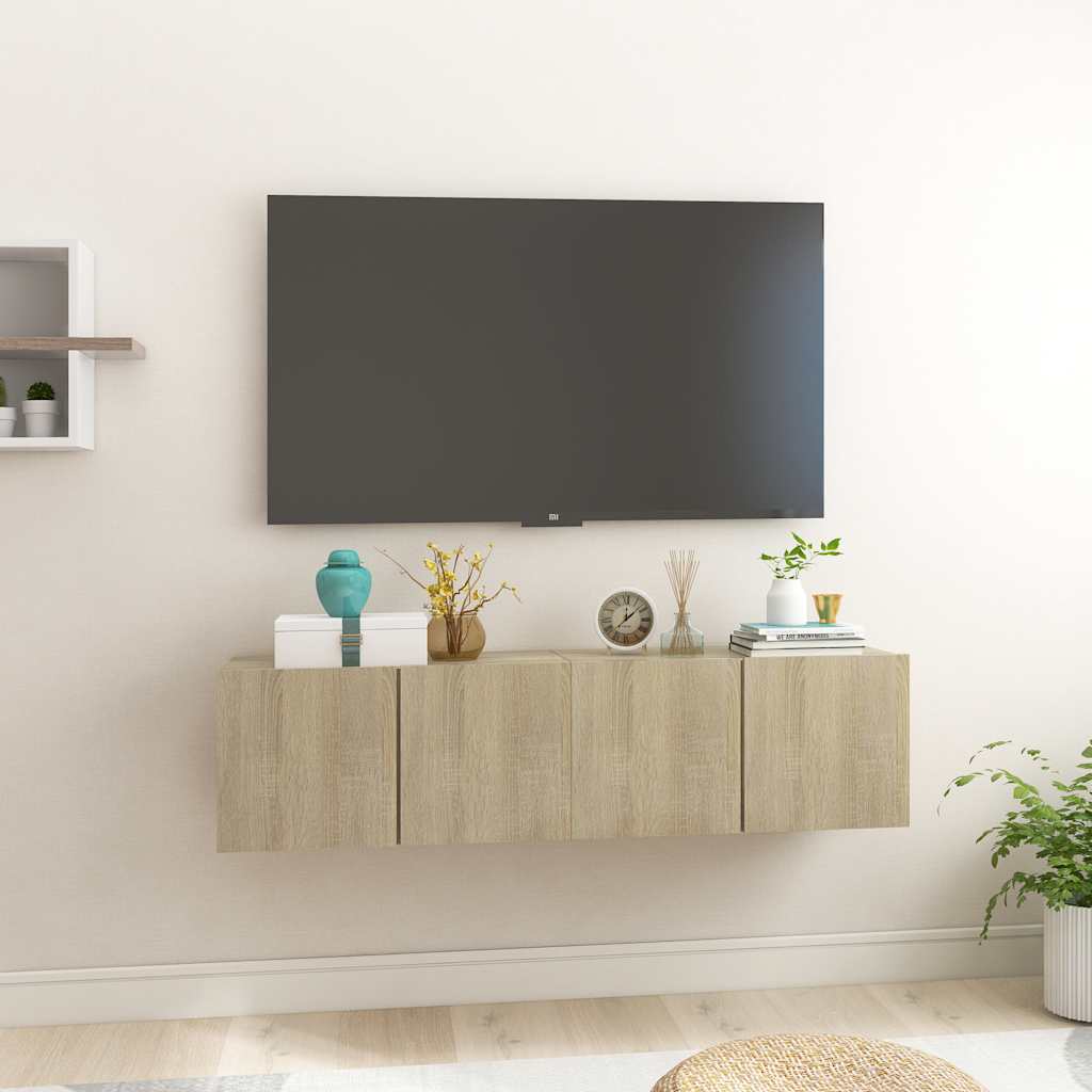 804518 vidaXL 2 Piece Hanging TV Cabinet Set Sonoma Oak 60x30x30 cm