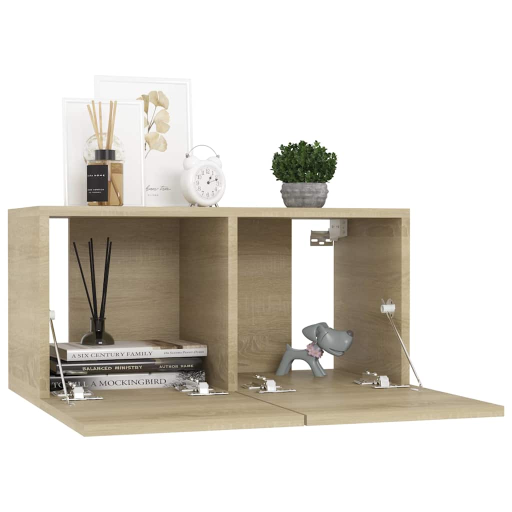 804519 vidaXL 3 Piece Hanging TV Cabinet Set Sonoma Oak 60x30x30 cm