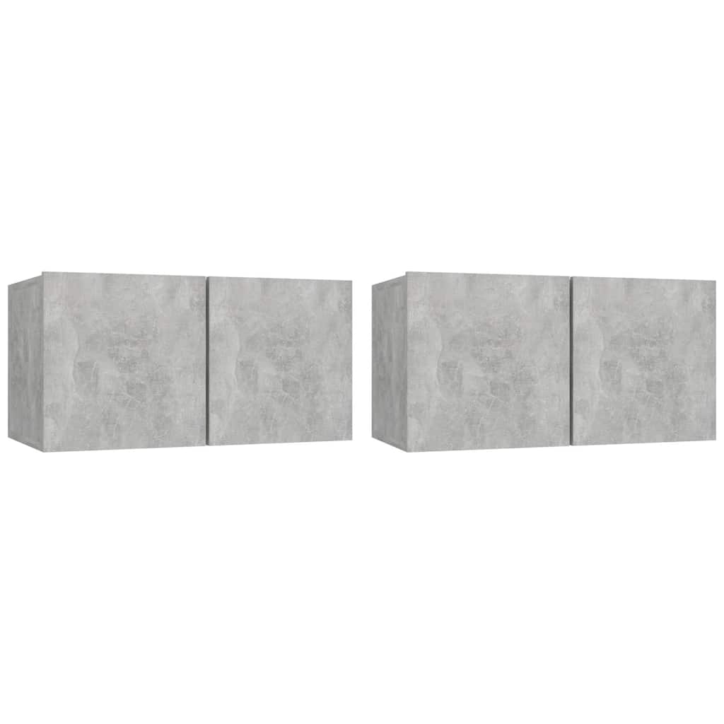 804521 vidaXL 2 Piece Hanging TV Cabinet Set Concrete Grey 60x30x30 cm