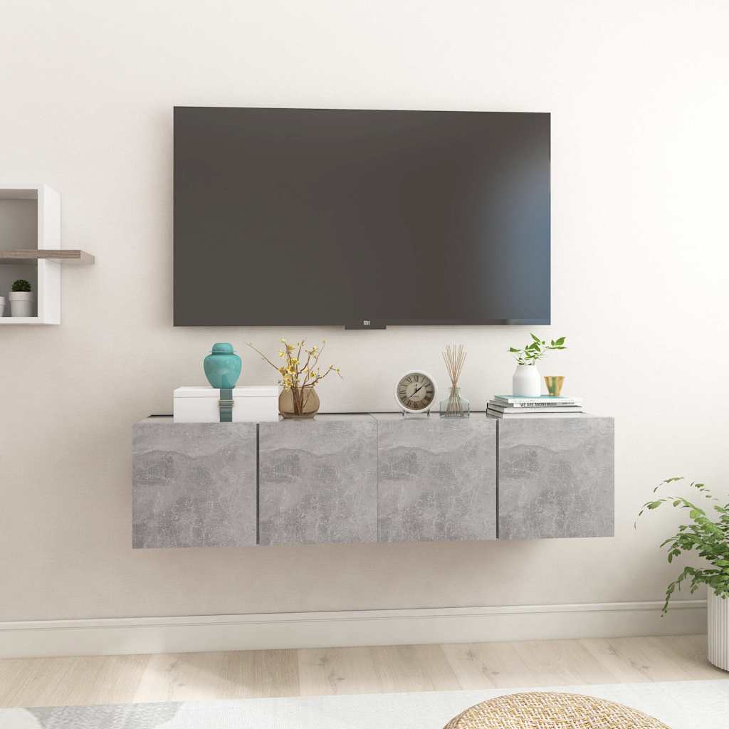 804521 vidaXL 2 Piece Hanging TV Cabinet Set Concrete Grey 60x30x30 cm