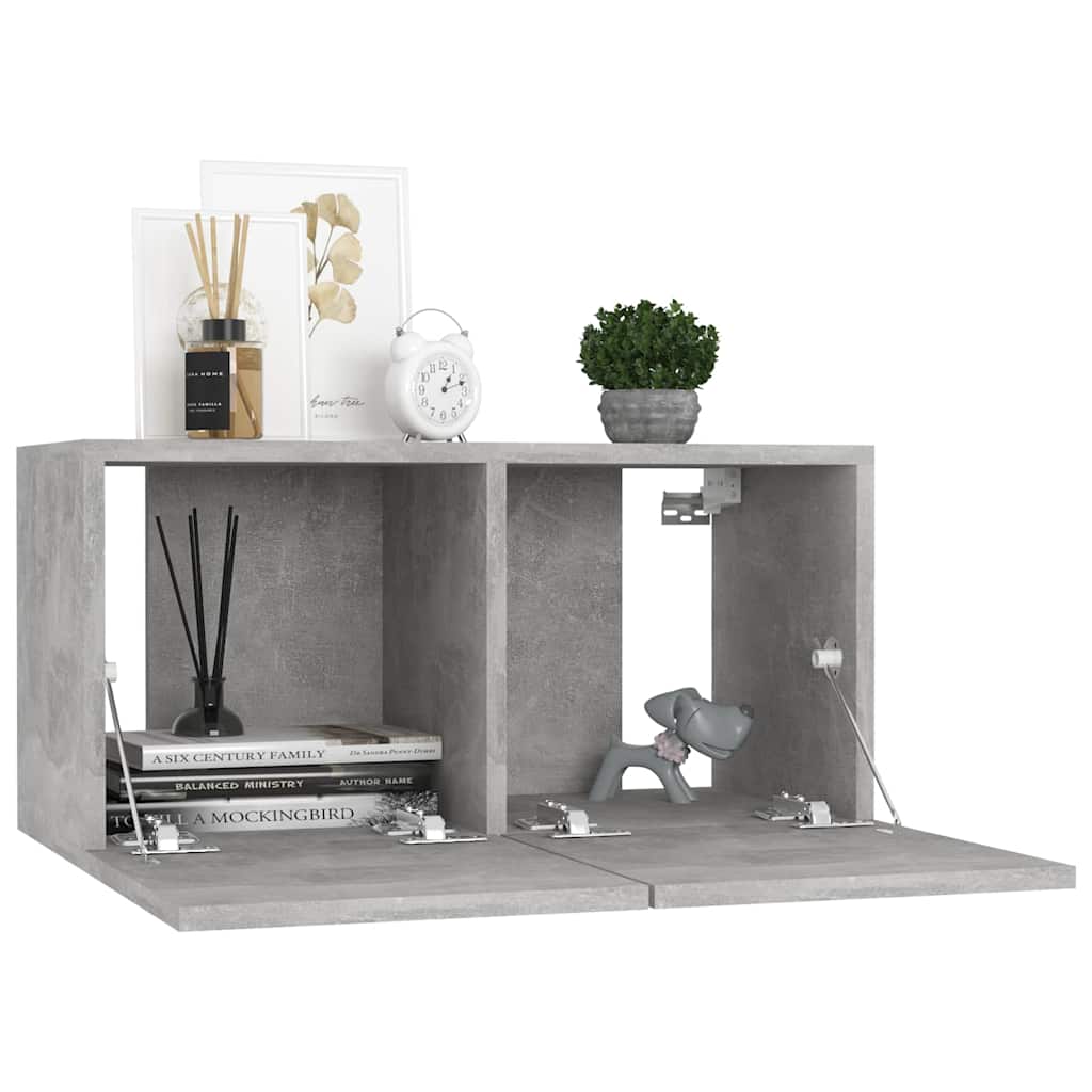 804522 vidaXL 3 Piece Hanging TV Cabinet Set Concrete Grey 60x30x30 cm